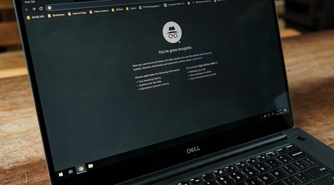 An incognito window of a browser opened on a laptop.