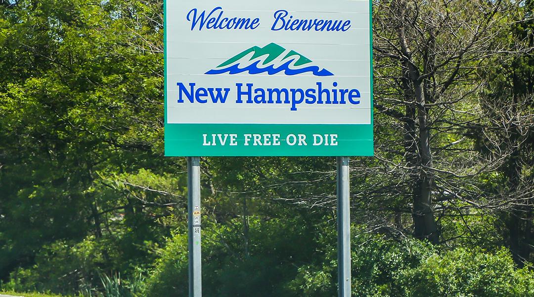Welcome sign for New Hampshire.