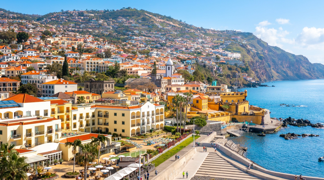 Panoramic view of the capital of Madeira island Funchal, Portugal.